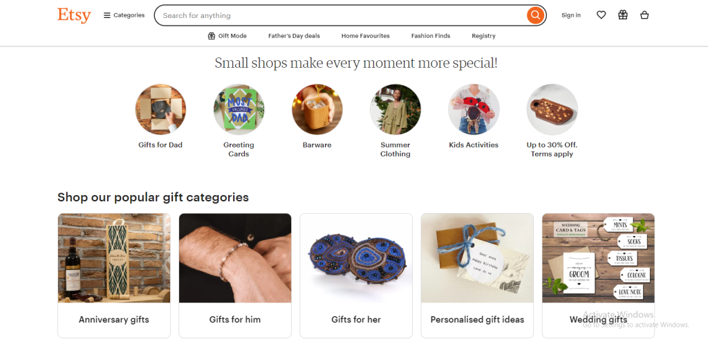 Etsy e-commerce website design